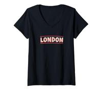 Femme Lettres à Bulles de Londres - Style Drapeau enneigé T-Shirt avec Col en V