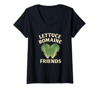 Femme Lettuce Romaine Friends Funny Jeu de Mots végétariens T-Shirt avec Col en V