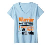 Femme Leukemia Cancer Warrior I Will Stay Strong I Will Fight T-Shirt avec Col en V