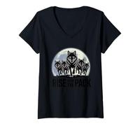 Femme Lève-toi avec la meute de loups T-Shirt avec Col en V