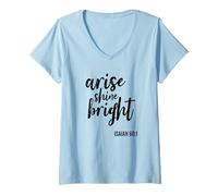 Femme Lève-toi, Brille, Foi Religieuse, Verset biblique T-Shirt avec Col en V