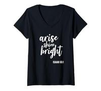 Femme Lève-toi, Brille, Foi Religieuse, Verset biblique T-Shirt avec Col en V