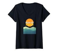 Femme Lève toi et marche, phrase positive et drole T-Shirt avec Col en V