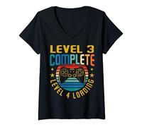 Femme Level 3 Complete Level 4 Loading 3rd Birthday Video Gamer T-Shirt avec Col en V