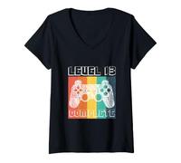 Femme Level Manette de Jeu complète pour 13 Ans T-Shirt avec Col en V