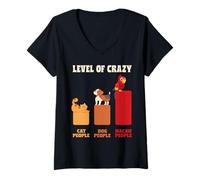 Femme Level of Crazy - Cat People, Dog People, Macaw People T-Shirt avec Col en V