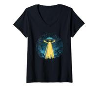 Femme Levez Votre Verre avec UFO Beams a Beer Up Costume T-Shirt avec Col en V