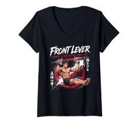 Femme Levier Avant Calisthenics Anime Gym Workout Design T-Shirt avec Col en V