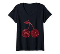 Femme Lèvres Impertinentes Aux Canneberges Bisous Aux Canneberges T-Shirt avec Col en V