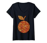 Femme Lèvres Orange Impertinentes Bisous Oranges T-Shirt avec Col en V