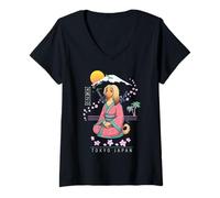 Femme Lévrier Afghan Tazi T-Shirt avec Col en V