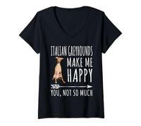 Femme Lévrier Italien Me Rendent Heureux T-Shirt avec Col en V