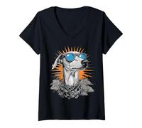 Femme Lévrier Italien pour Animaux de Compagnie aux Yeux Bleus T-Shirt avec Col en V