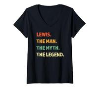 Femme Lewis The Man The Myth The Legend Cadeau d'anniversaire Amusant T-Shirt avec Col en V
