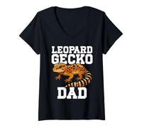 Femme Lézard Gecko Dad pour amoureux des lézards et reptiles T-Shirt avec Col en V