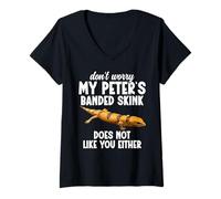 Femme Lezard Owner Reptile Keeper No Worry Peter´s Banded Skink T-Shirt avec Col en V