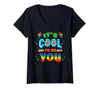 Femme LGBT Gentillesse Motivation Mois de la fierté C'est Cool T-Shirt avec Col en V