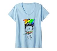 Femme LGBT Life Lesbiennes Couple Cadeau Gay Pride Arc en Ciel T-Shirt avec Col en V
