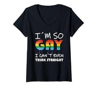Femme LGBT Pride I'm So Gay I Can't Even Think Straight T-Shirt avec Col en V