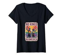 Femme LGBT Pride - Manifestation rétro No Kings in America T-Shirt avec Col en V