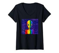 Femme LGBTQ Gay Extraterrestre Science-Fiction Extraterrestre T-Shirt avec Col en V