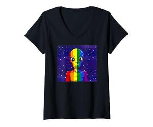 Femme LGBTQ Gay Extraterrestre Science-Fiction Extraterrestre T-Shirt avec Col en V