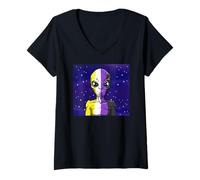 Femme LGBTQ Non Binaire Extraterrestre Science-Fiction T-Shirt avec Col en V