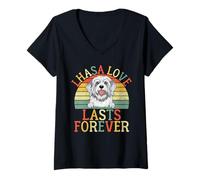 Femme Lhassa Love lasts forever Lhassa Apso T-Shirt avec Col en V