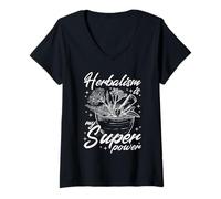 Femme L'herboristerie est Mon Design Super Puissant T-Shirt avec Col en V