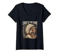 Femme L'héritage du Chef Guerrier amérindien des Plaines T-Shirt avec Col en V