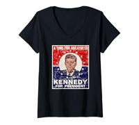 Femme L'heure de la Grandeur John F. Kennedy pour Le président Aged JFK T-Shirt avec Col en V
