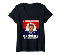 Femme L'heure de la Grandeur John F. Kennedy pour Le président JFK T-Shirt avec Col en V