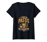 Femme LHeure du Pastis Humour Apéro Apéritif T-Shirt avec Col en V