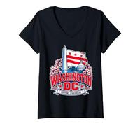 Femme L'histoire de Washington DC VIT Ici : Monuments rétro du Quartier T-Shirt avec Col en V