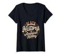 Femme L'histoire des Noirs est l'histoire américaine BHM African Heritage T-Shirt avec Col en V