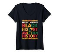 Femme L'histoire des Noirs est l'histoire américaine BHM African Heritage T-Shirt avec Col en V