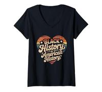 Femme L'histoire des Noirs est l'histoire américaine BHM African Heritage T-Shirt avec Col en V