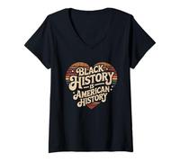 Femme L'histoire des Noirs est l'histoire américaine BHM African Heritage T-Shirt avec Col en V