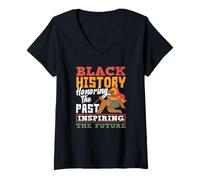Femme L'histoire des Noirs honorant Le passé et inspirant l'avenir T-Shirt avec Col en V