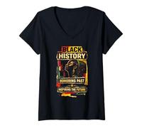 Femme L'histoire des Noirs honorant Le passé inspirant l'avenir T-Shirt avec Col en V