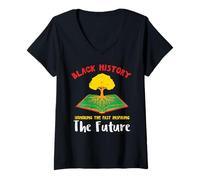 Femme L'histoire des Noirs honorant Le passé inspirant Le Futur Hommes, Femmes Enfants T-Shirt avec Col en V