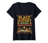 Femme L'histoire des Noirs Inspire Les générations Futures T-Shirt avec Col en V