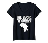 Femme L'histoire des Noirs n'a Pas commencé avec l'esclavage T-Shirt avec Col en V