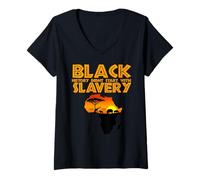 Femme L'histoire des Noirs n'a Pas commencé avec l'esclavage T-Shirt avec Col en V