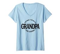 Femme L'homme, le mythe, le grand-père, la légende, la fête des pères T-Shirt avec Col en V