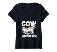 Femme l'homme Qui Murmure À L'oreille des Vaches Vache Ferme T-Shirt avec Col en V