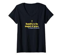 Femme L'humilité de Saint Paisios est l'aimant de la grâce. T-Shirt avec Col en V
