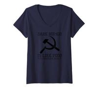 Femme L'humour Noir est comme la Nourriture - Meme drôle Anti-Communiste CCCP T-Shirt avec Col en V