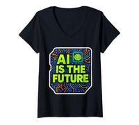 Femme L'IA est Le Futur spécialiste ingénieur Amateur Consultant utilisateur T-Shirt avec Col en V