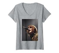 Femme Liam Gallagher, Chanteur d'Oasis, en Concert à Cardiff 2005 T-Shirt avec Col en V